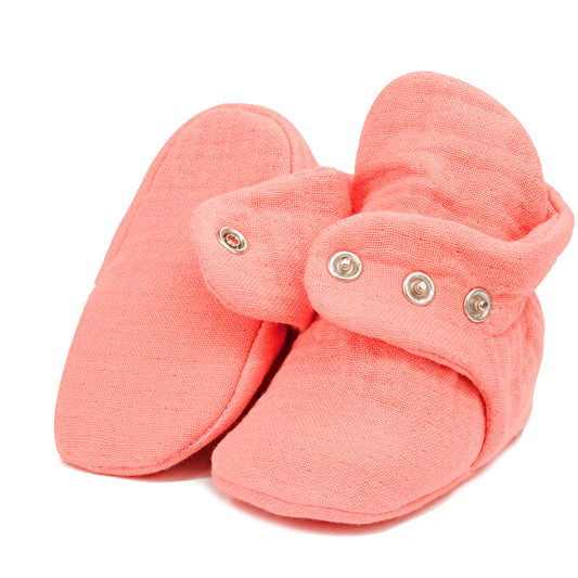 Muslin Stay On Baby Booties Dustyrose
