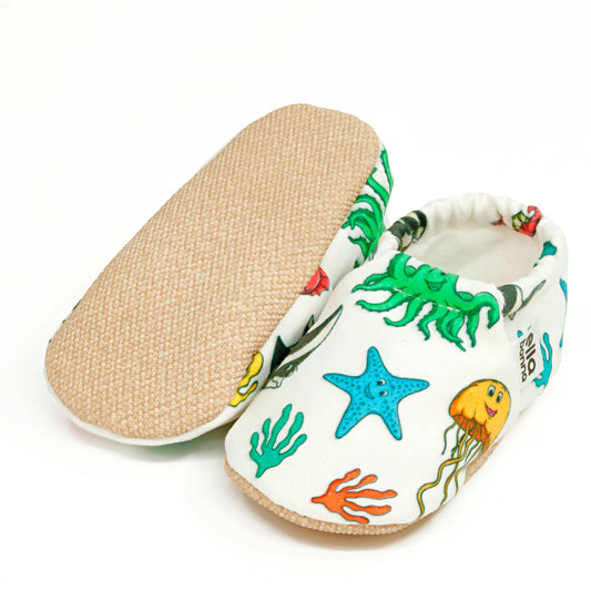 Ella Bonna Non-Slip Sole Sea Animals Patterned Baby Booties, Home Boot Slippers Nursery Shoes