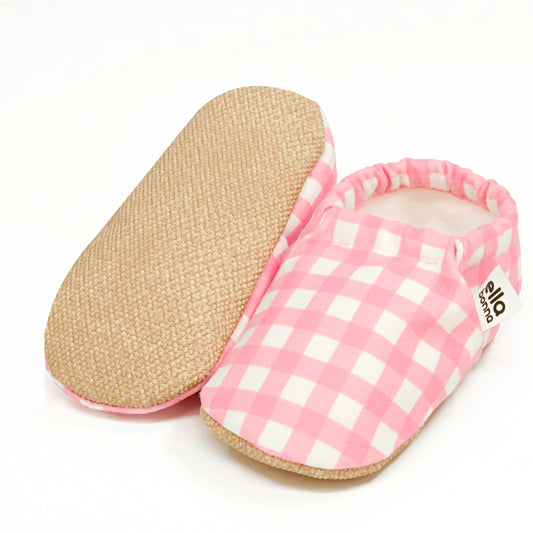 Ella Bonna Baby Moccasins, Slippers, Pink Striped