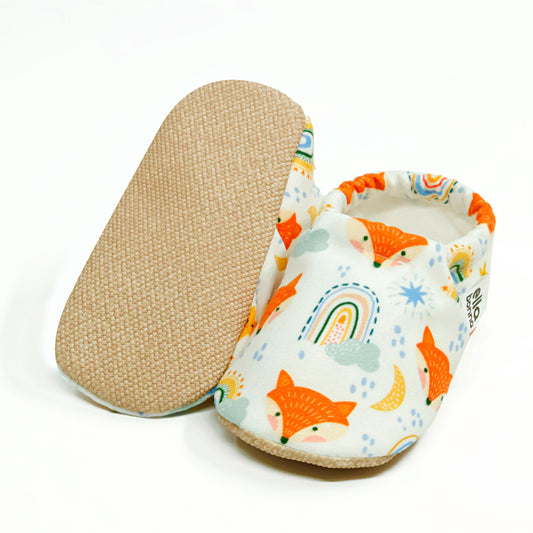 Ella Bonna Non-Slip Sole Fox Patterned Baby Booties, Home Boot Slippers Nursery Shoes