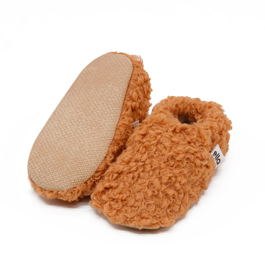 Teddy Baby Booties House Slippers, Non-Slip Sole, Organic Cotton Lining, Home Nursery Shoes Taba