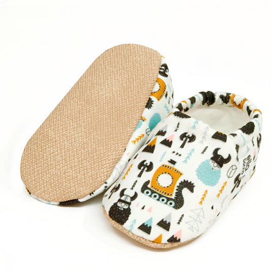 Ella Bonna Non-Slip Sole Viking Patterned Baby Booties, Home Boot Slippers Nursery Shoes
