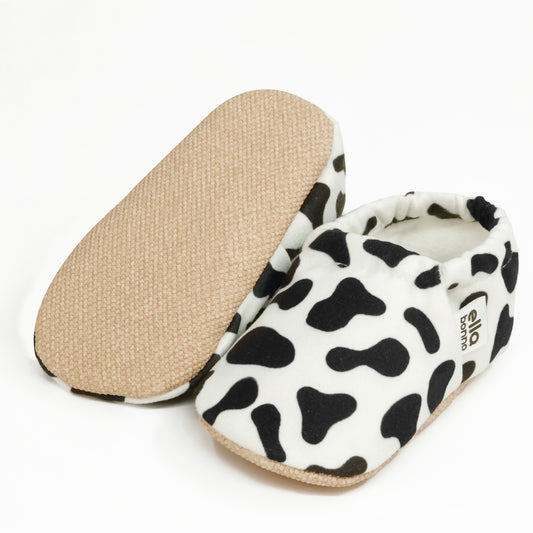 Ella Bonna Non-Slip Sole Cow Patterned Baby Booties, Home Boot Slippers Nursery Shoes