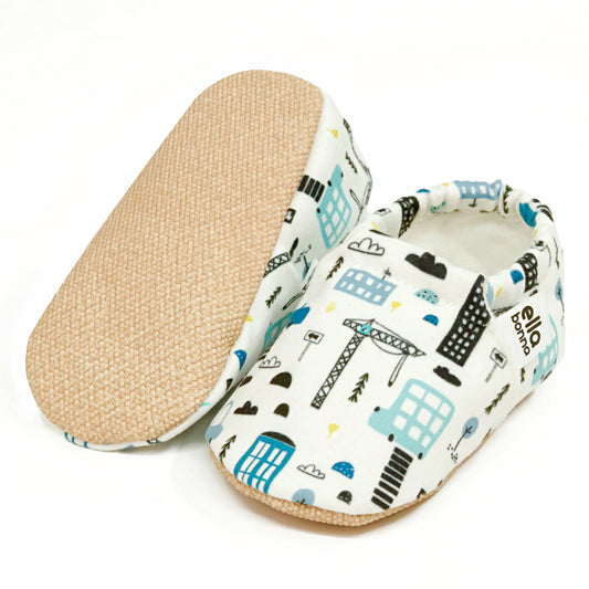 Ella Bonna Non-Slip Sole City Patterned Baby Booties, Home Boot Slippers Nursery Shoes
