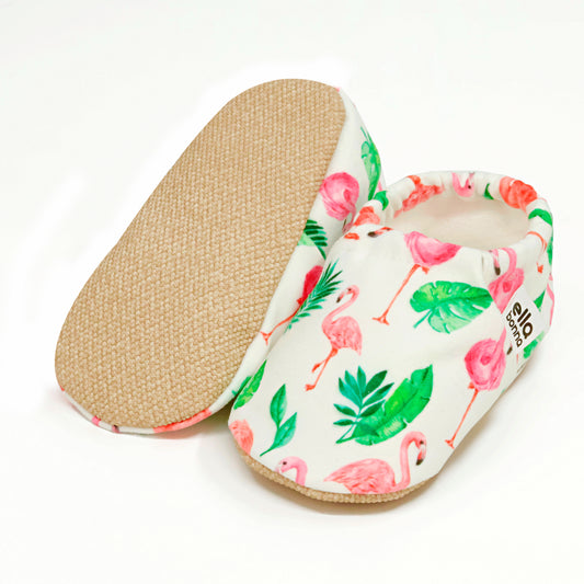 Ella Bonna Non-Slip Sole Flamingo Patterned Baby Booties, Home Boot Slippers Nursery Shoes