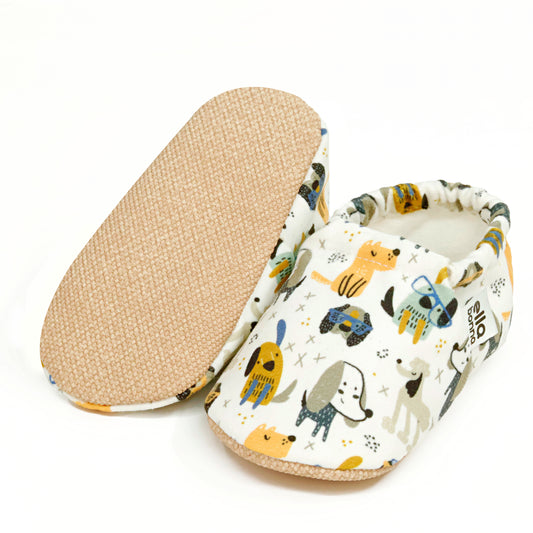 Ella Bonna Non-Slip Sole Dogs Patterned Baby Booties, Home Boot Slippers Nursery Shoes