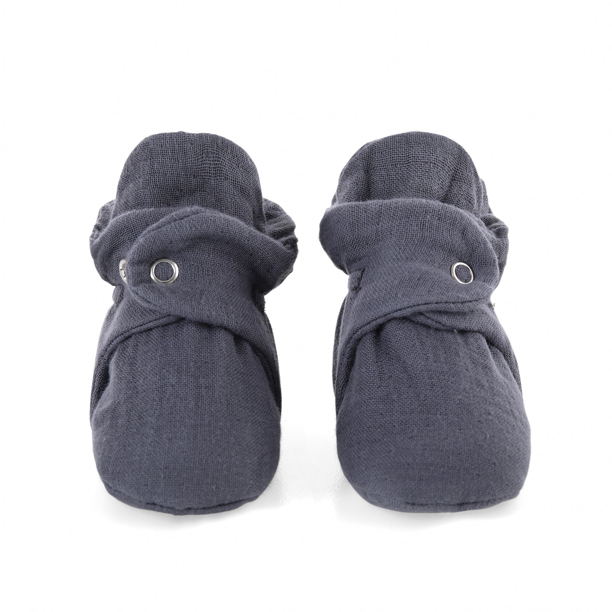 Muslin Stay On Baby Booties Dark Gray