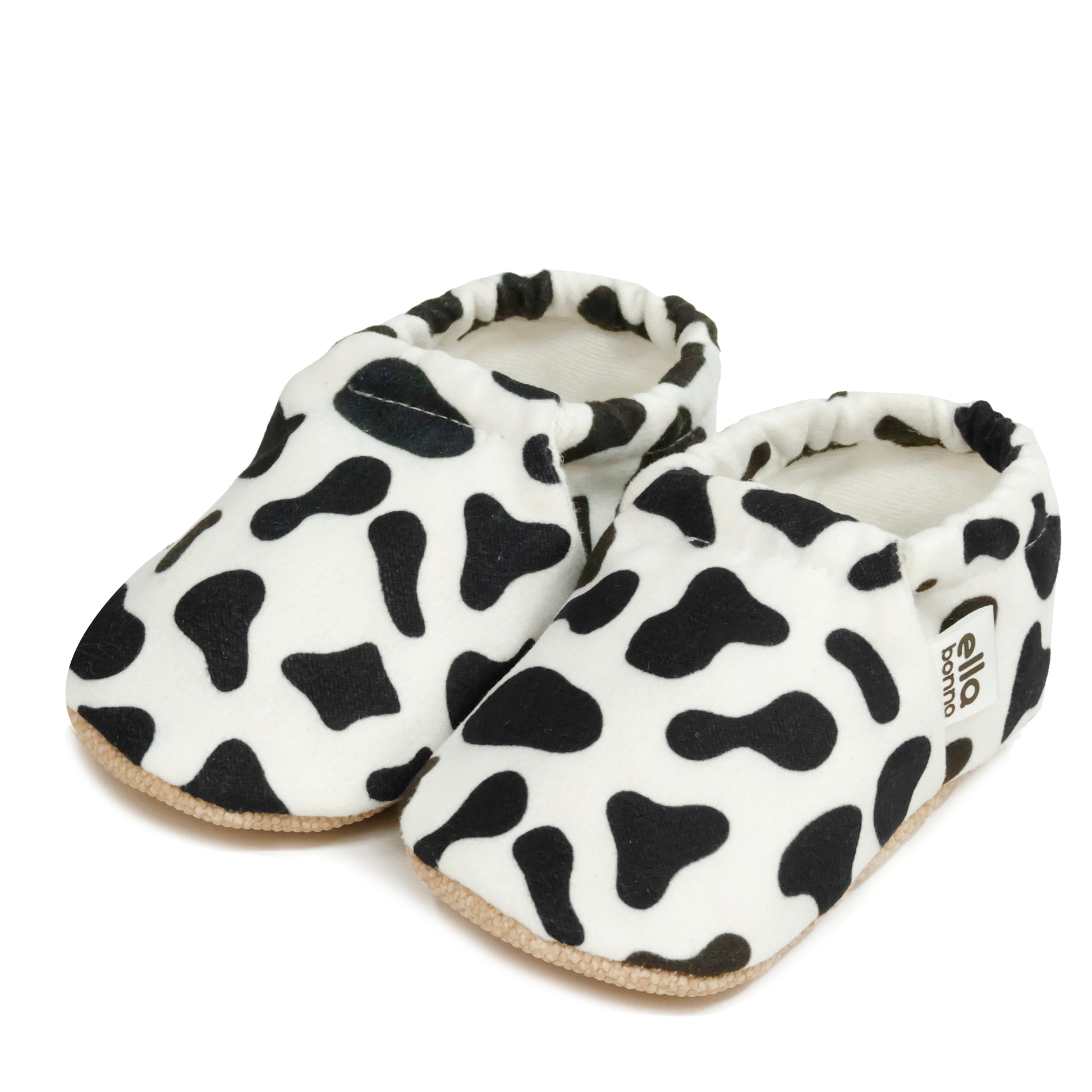 Ella Bonna Non-Slip Sole Cow Patterned Baby Booties, Home Boot Slippers Nursery Shoes