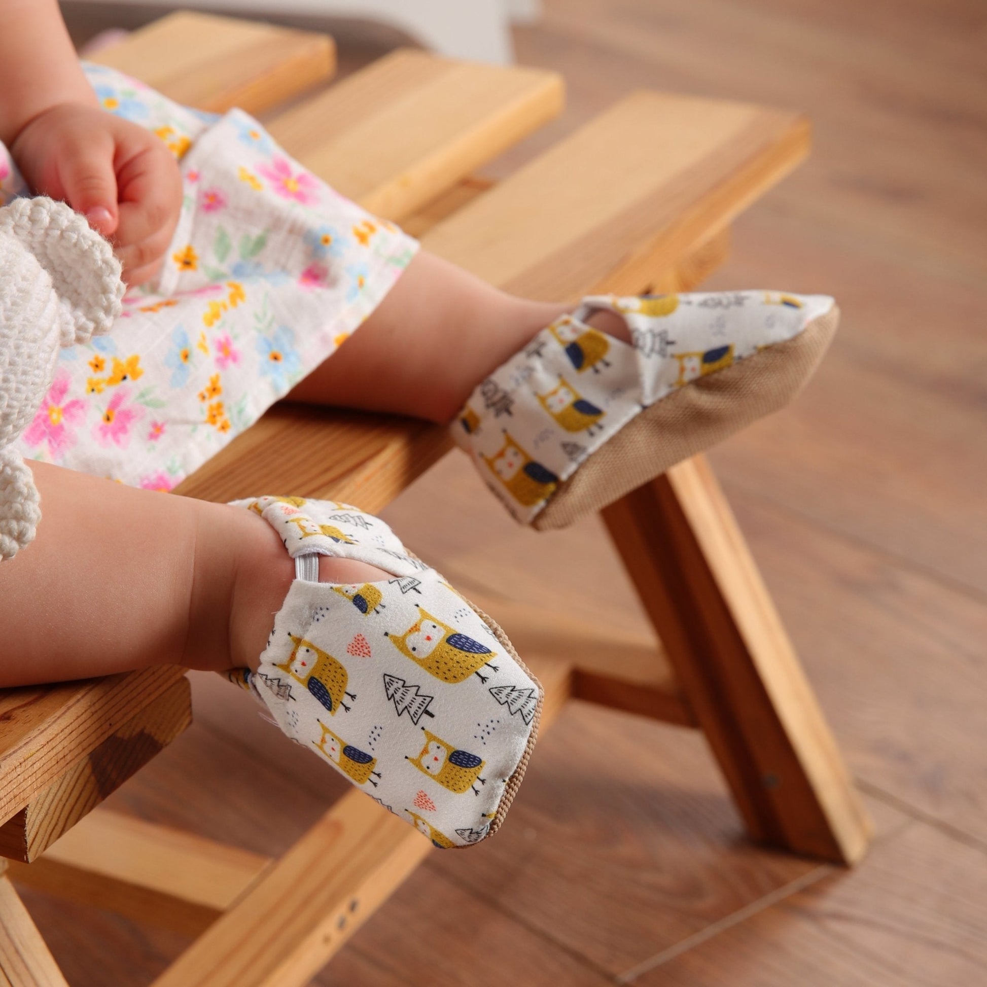 Bird Patterned Baby Booties