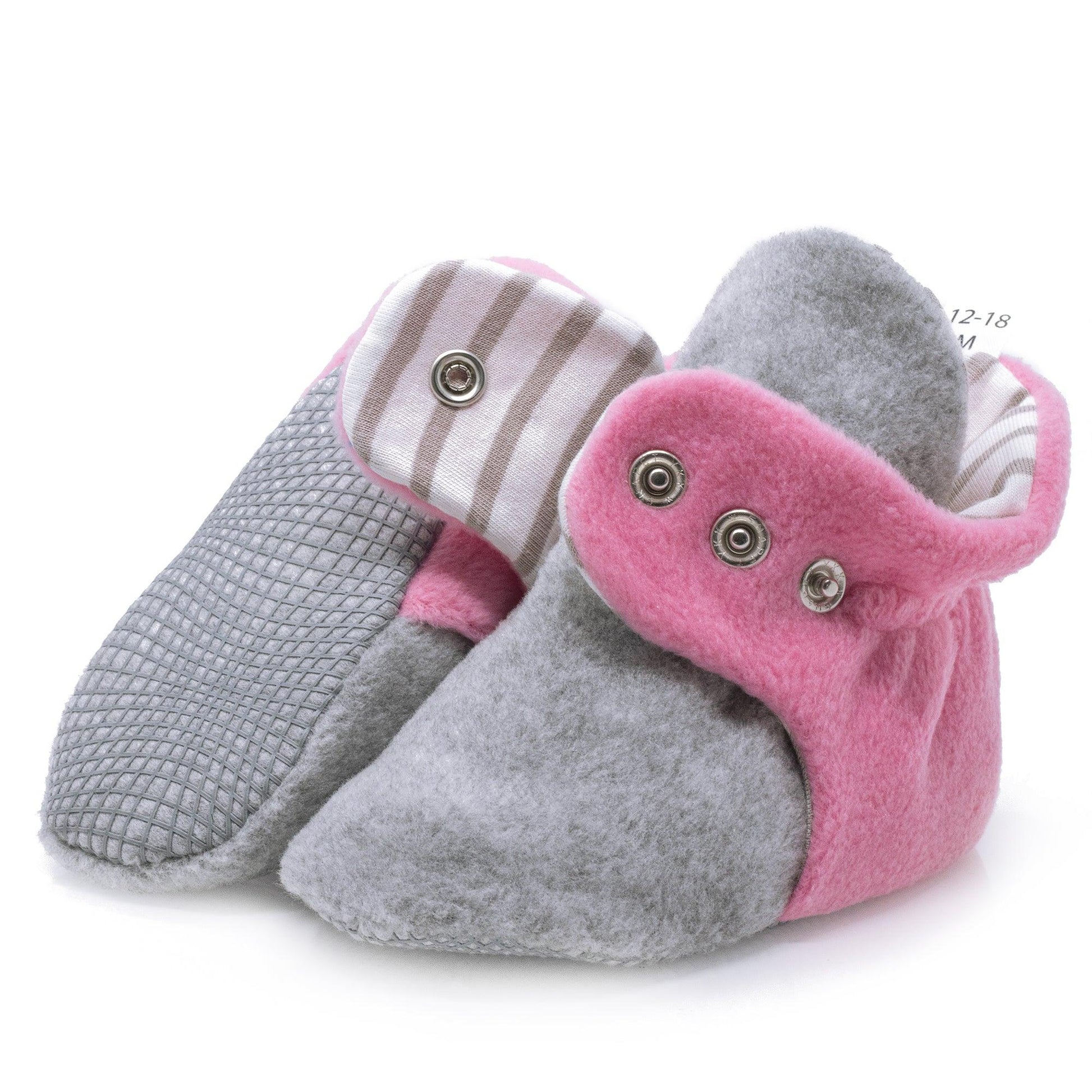 Gray Pink Baby Booties