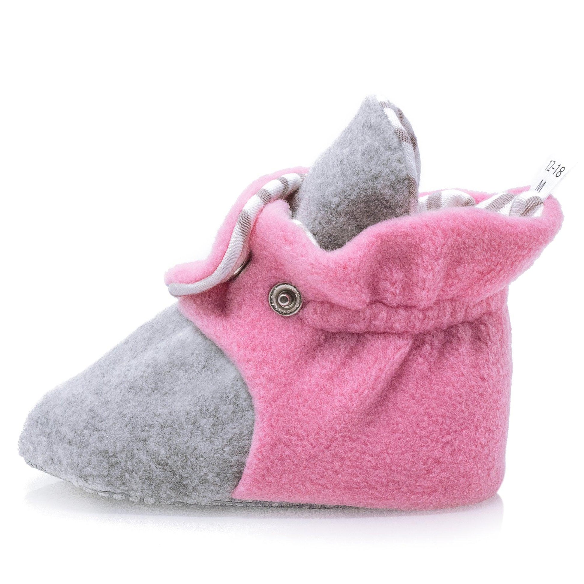 Gray Pink Baby Booties