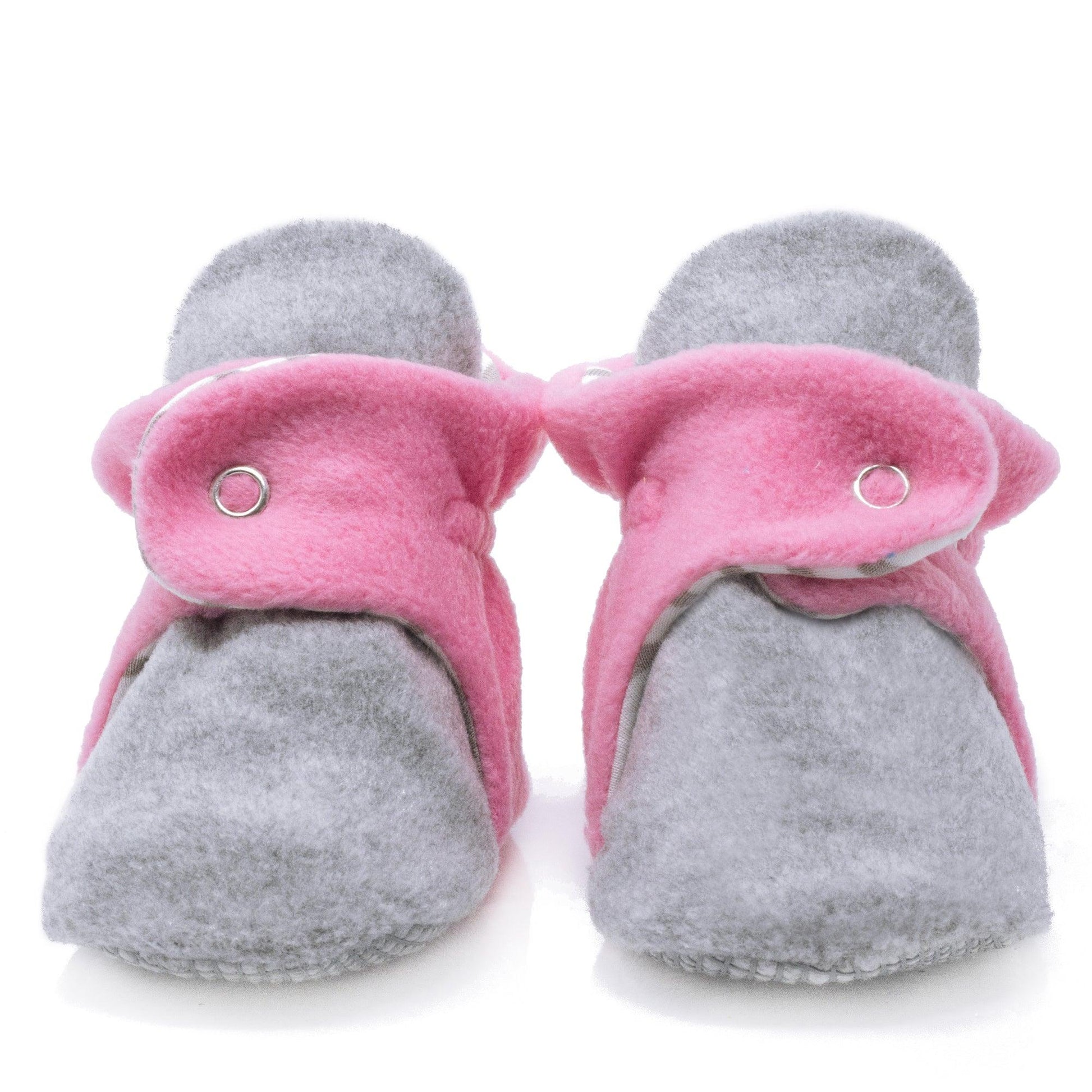 Gray Pink Baby Booties