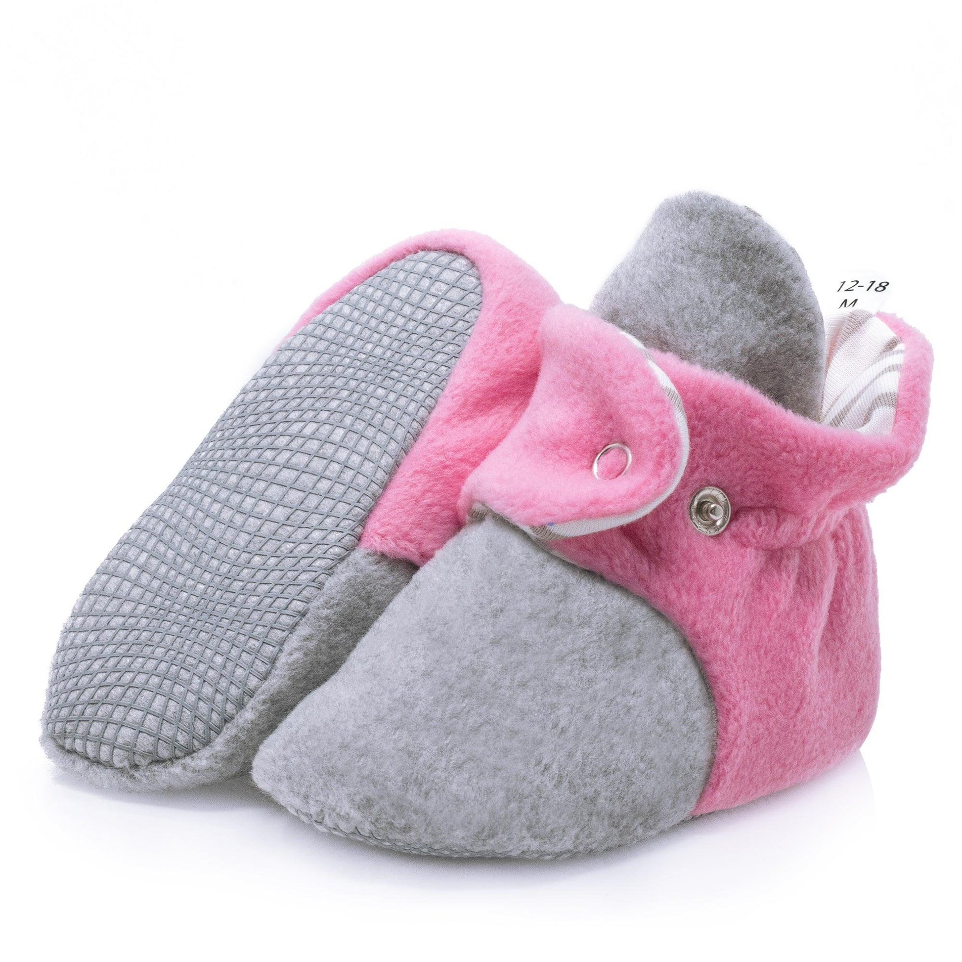 Gray Pink Baby Booties