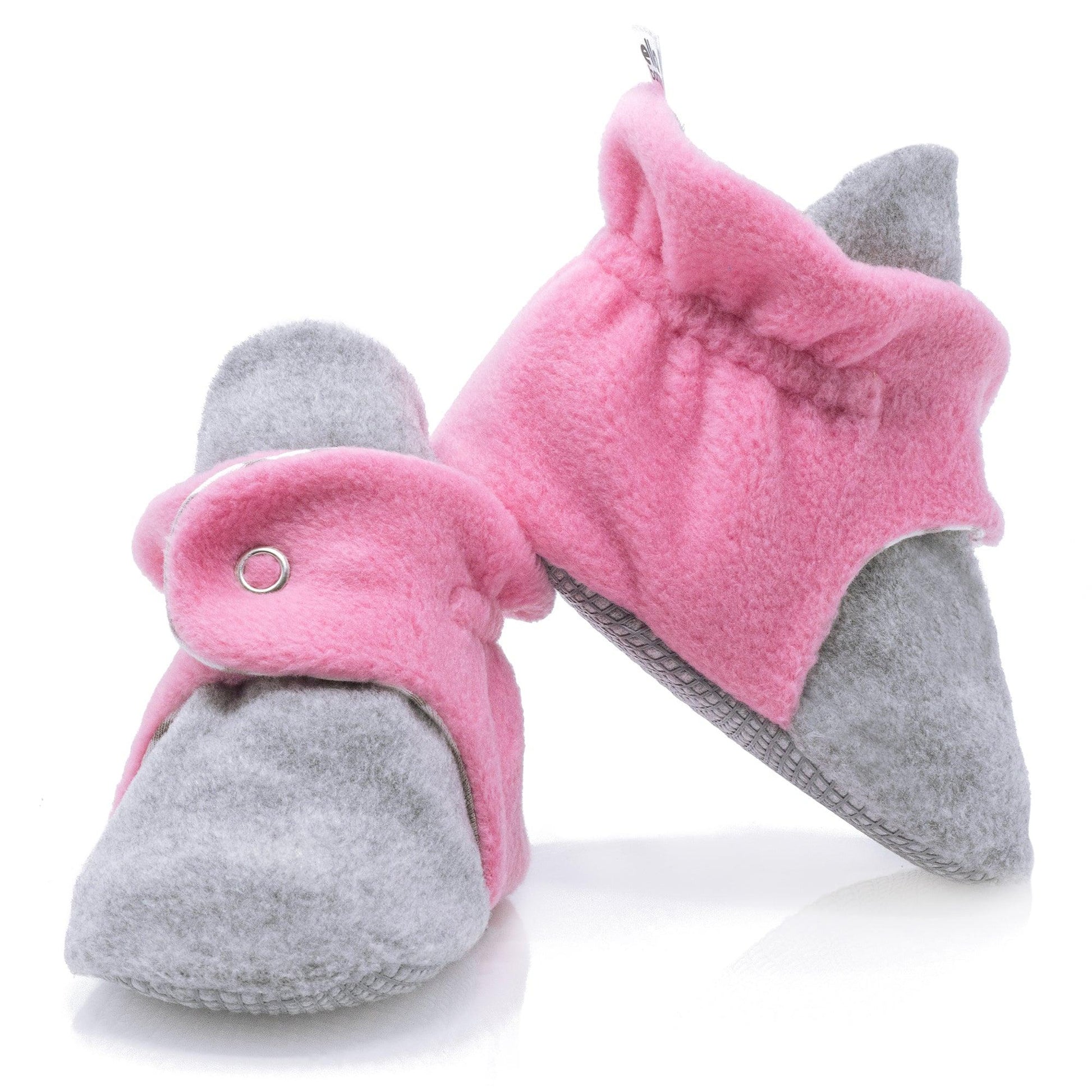Gray Pink Baby Booties